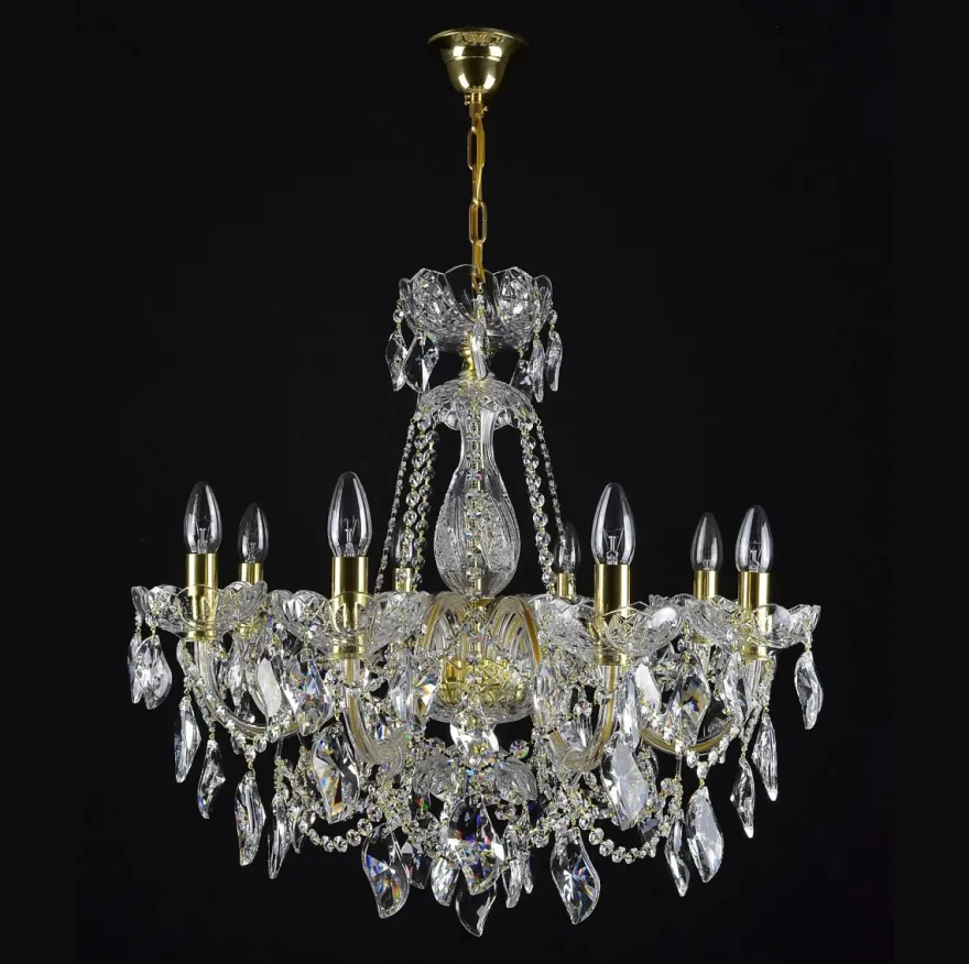 Casa Padrino Luxus Barock Kristall Kronleuchter Gold Ø 70 x H. 65 cm - Prunkvolle Messing Kronleuchter mit böhmischem Kristallglas - Barock Möbel - Edel & Prunkvoll