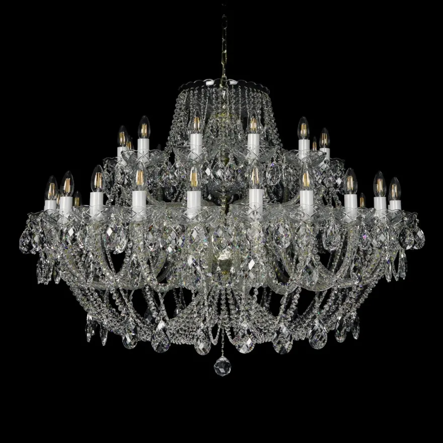 Casa Padrino Luxus Barock Kristall Kronleuchter Gold Ø 120 x H. 90 cm - Prunkvolle Messing Kronleuchter mit böhmischem Kristallglas - Barock Möbel - Edel & Prunkvoll