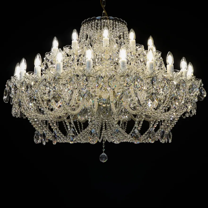 Casa Padrino Luxus Barock Kristall Kronleuchter Gold Ø 120 x H. 90 cm - Prunkvolle Messing Kronleuchter mit böhmischem Kristallglas - Barock Möbel - Edel & Prunkvoll