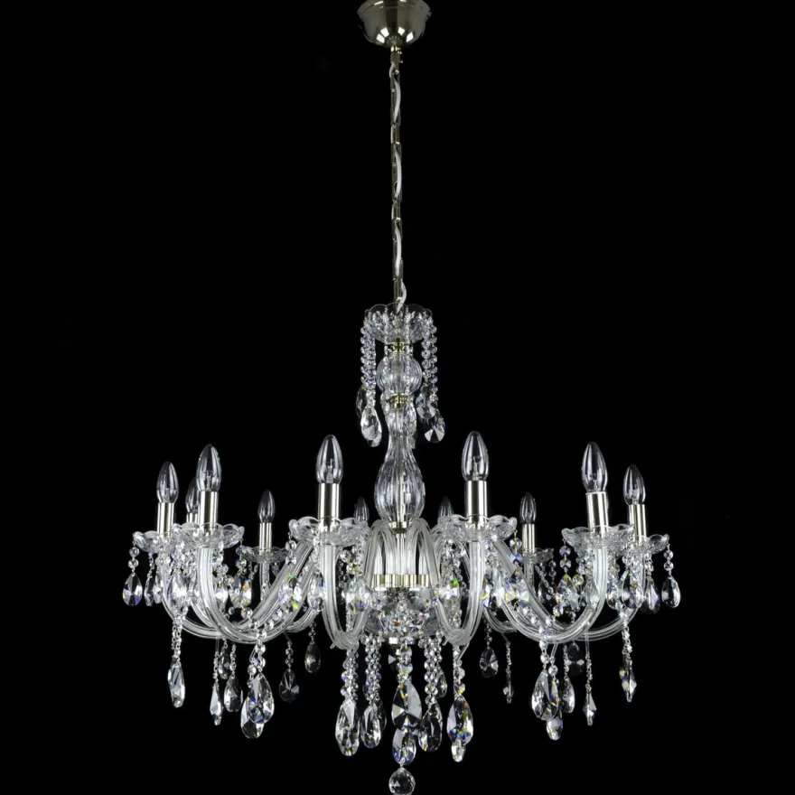 Casa Padrino Luxus Barock Kristall Kronleuchter Silber Ø 83 x H. 77 cm - Prunkvolle Messing Kronleuchter mit böhmischem Kristallglas - Barock Möbel - Edel & Prunkvoll