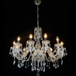 Casa Padrino Luxus Barock Kristall Kronleuchter Silber Ø 83 x H. 77 cm - Prunkvolle Messing Kronleuchter mit böhmischem Kristallglas - Barock Möbel - Edel & Prunkvoll