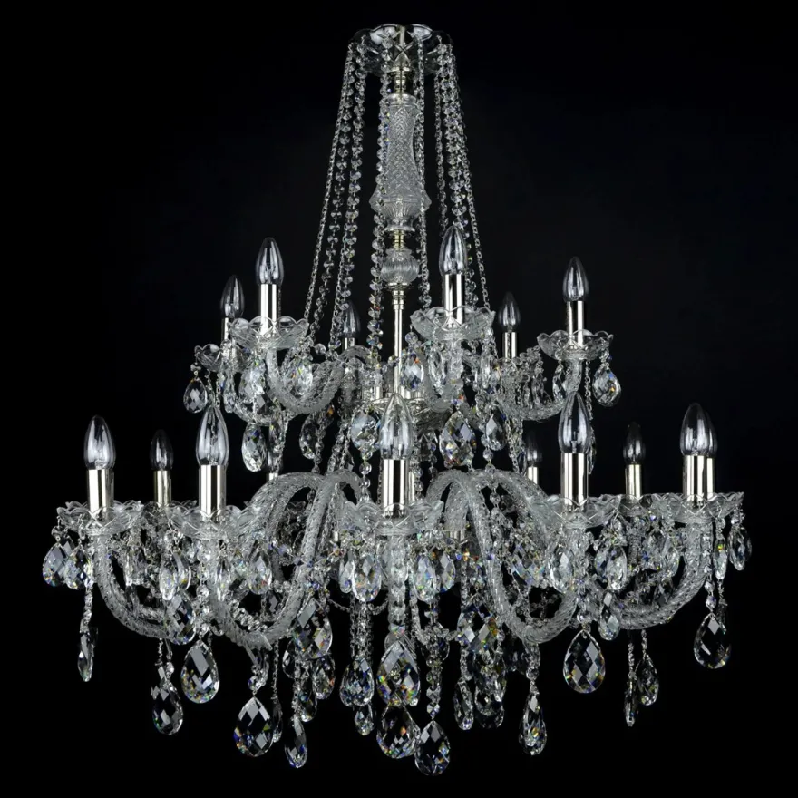 Casa Padrino Luxus Barock Kristall Kronleuchter Silber Ø 92 x H. 95 cm - Prunkvolle Messing Kronleuchter mit böhmischem Kristallglas - Barock Möbel - Edel & Prunkvoll