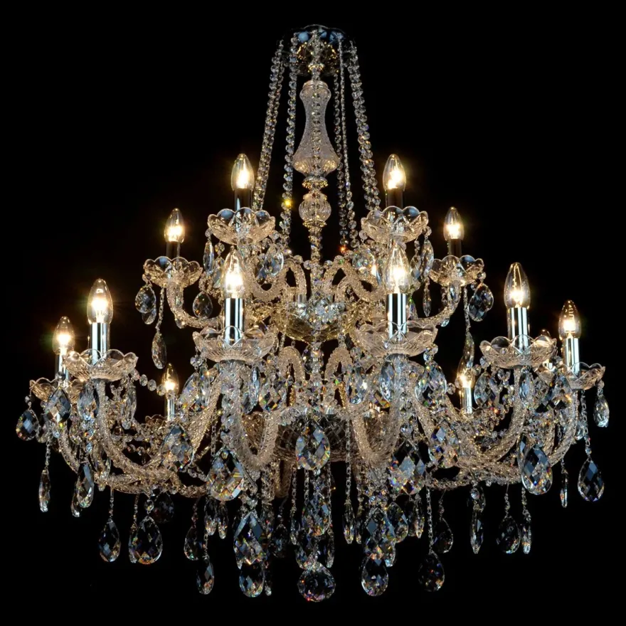Casa Padrino Luxus Barock Kristall Kronleuchter Silber Ø 92 x H. 95 cm - Prunkvolle Messing Kronleuchter mit böhmischem Kristallglas - Barock Möbel - Edel & Prunkvoll