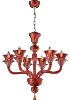 Casa Padrino Luxus Barock Kristallglas Kronleuchter Rot Ø 70 x H. 71 cm - Made in Italy