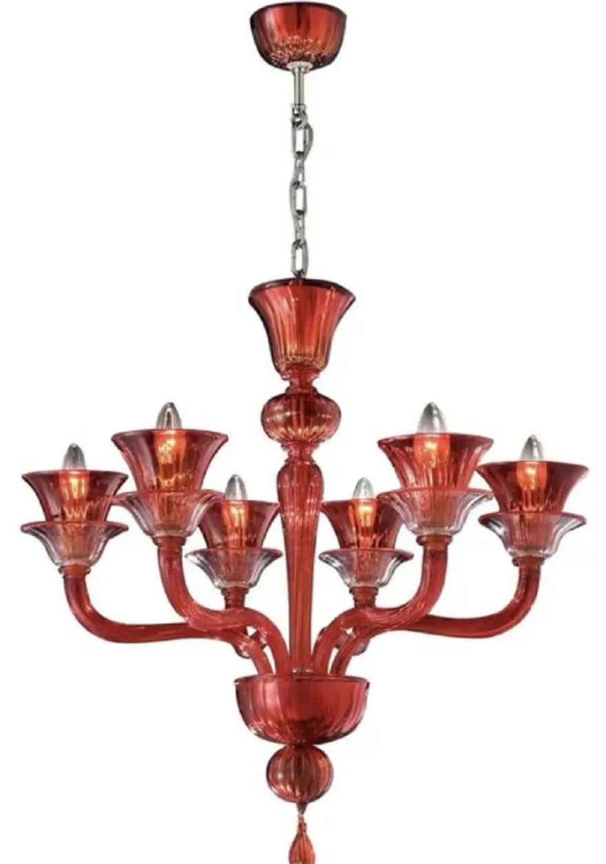 Casa Padrino Luxus Barock Kristallglas Kronleuchter Rot Ø 70 x H. 71 cm - Made in Italy