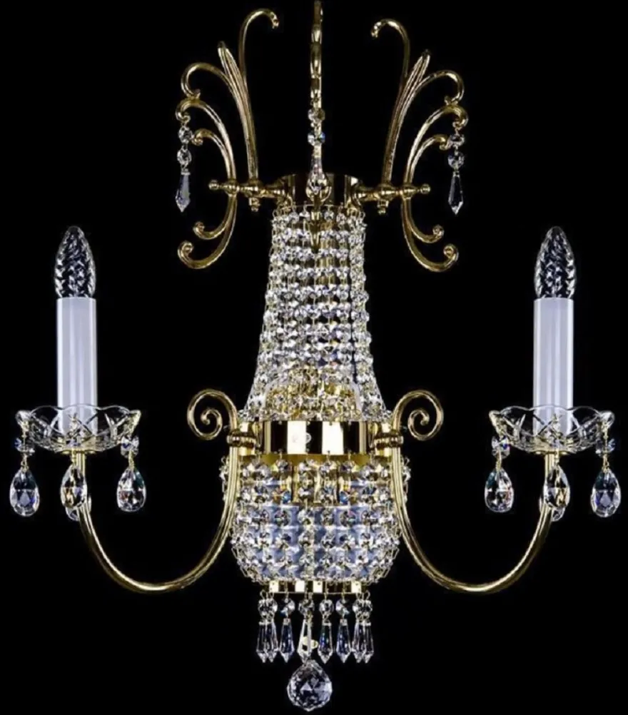 Casa Padrino Luxus Barock Kristall Wandleuchte Gold 39 x 19 x H. 60 cm - Prunkvolle Wandlampe mit Böhmischem Kristallglas - Edel & Prunkvoll