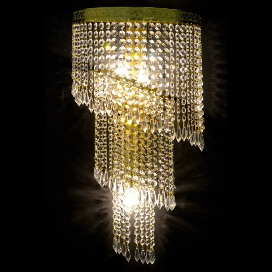 Casa Padrino Luxus Barock Kristall Wandleuchte Gold 30 x 16 x H. 60 cm - Prunkvolle Messing Wandleuchte mit böhmischem Kristallglas - Barock Möbel - Edel & Prunkvoll