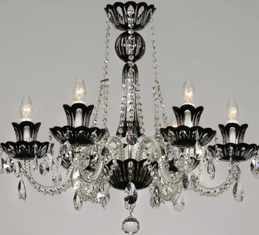 Casa Padrino Luxus Barock Kristall Kronleuchter Schwarz Ø 70 x H. 62 cm - Hotel & Restaurant Kronleuchter - Barock Leuchten - Edel & Prunkvoll