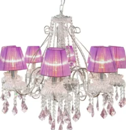 Casa Padrino Luxus Barock Kristall Kronleuchter Silber / Lila Ø 58 cm - Prunkvoller Wohnzimmer Kronleuchter im Barockstil - Hotel Kronleuchter - Barock Kristall Leuchten - Barock Interior
