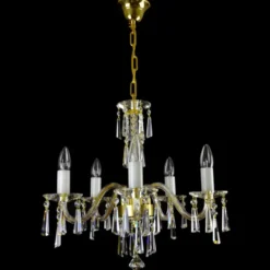 Casa Padrino Luxus Barock Kristall Kronleuchter Gold Ø 56 x H. 50 cm - Prunkvolle Messing Kronleuchter mit böhmischem Kristallglas - Barock Möbel - Edel & Prunkvoll