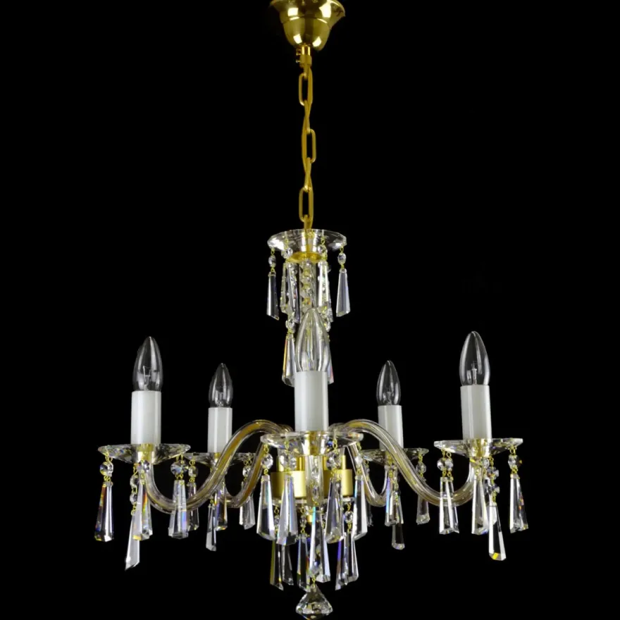 Casa Padrino Luxus Barock Kristall Kronleuchter Gold Ø 56 x H. 50 cm - Prunkvolle Messing Kronleuchter mit böhmischem Kristallglas - Barock Möbel - Edel & Prunkvoll