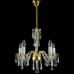 Casa Padrino Luxus Barock Kristall Kronleuchter Gold Ø 56 x H. 50 cm - Prunkvolle Messing Kronleuchter mit böhmischem Kristallglas - Barock Möbel - Edel & Prunkvoll