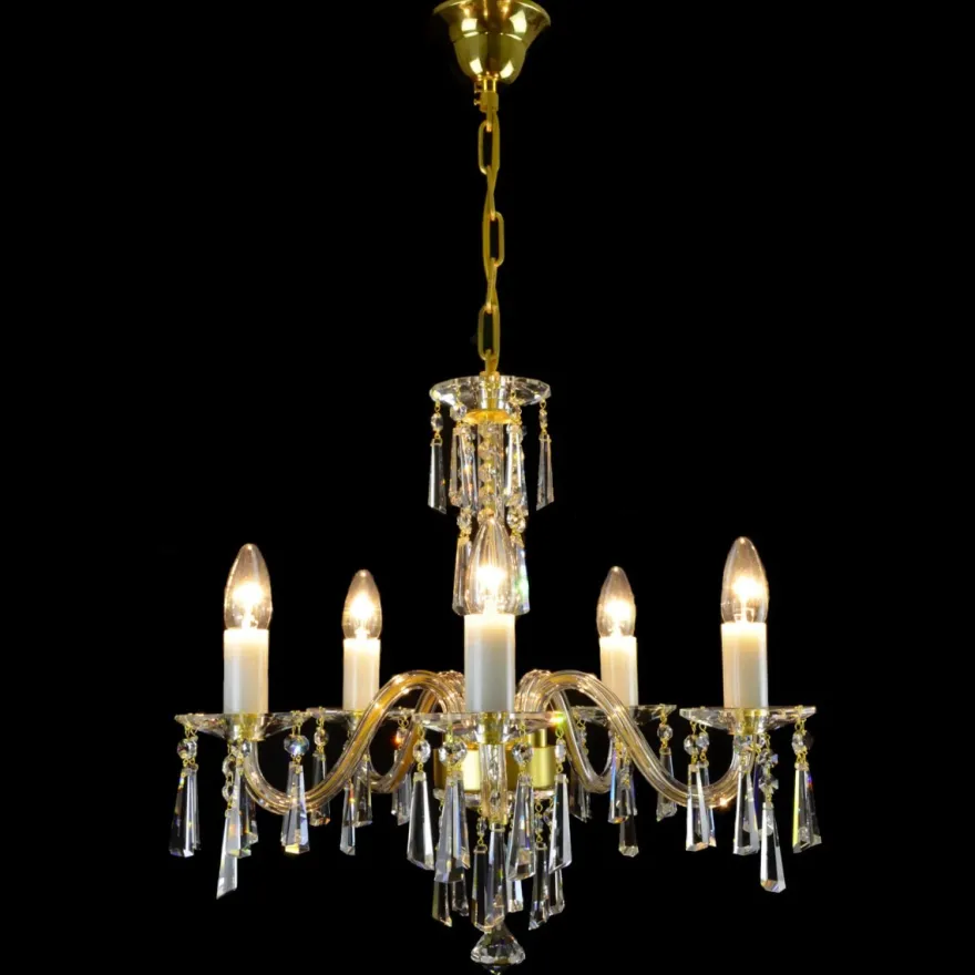 Casa Padrino Luxus Barock Kristall Kronleuchter Gold Ø 56 x H. 50 cm - Prunkvolle Messing Kronleuchter mit böhmischem Kristallglas - Barock Möbel - Edel & Prunkvoll