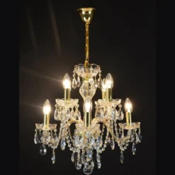 Casa Padrino Luxus Barock Kristall Kronleuchter Gold Ø 48 x H. 50 cm - Prunkvolle Messing Kronleuchter mit böhmischem Kristallglas - Barock Möbel - Edel & Prunkvoll