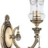Casa Padrino Luxus Barock Kristall Wandleuchte Messing mit Patina / Silber 12 x H. 37 cm