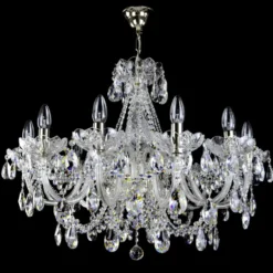 Casa Padrino Luxus Barock Kristall Kronleuchter Silber Ø 90 x H. 105 cm - Prunkvolle Messing Kronleuchter mit böhmischem Kristallglas - Barock Möbel - Edel & Prunkvoll