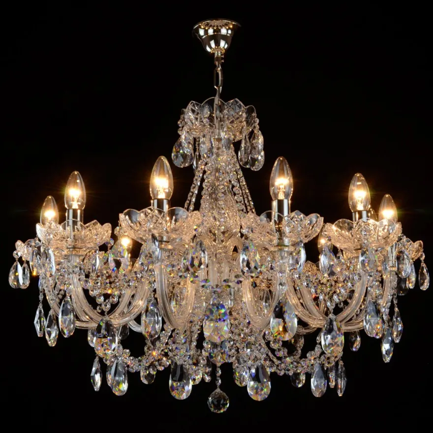 Casa Padrino Luxus Barock Kristall Kronleuchter Silber Ø 90 x H. 105 cm - Prunkvolle Messing Kronleuchter mit böhmischem Kristallglas - Barock Möbel - Edel & Prunkvoll