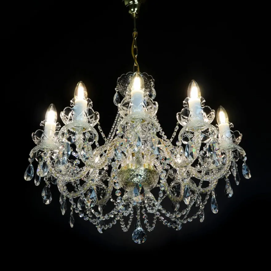 Casa Padrino Luxus Barock Kristall Kronleuchter Gold Ø 70 x H. 61 cm - Prunkvolle Messing Kronleuchter mit böhmischem Kristallglas - Barock Möbel - Edel & Prunkvoll