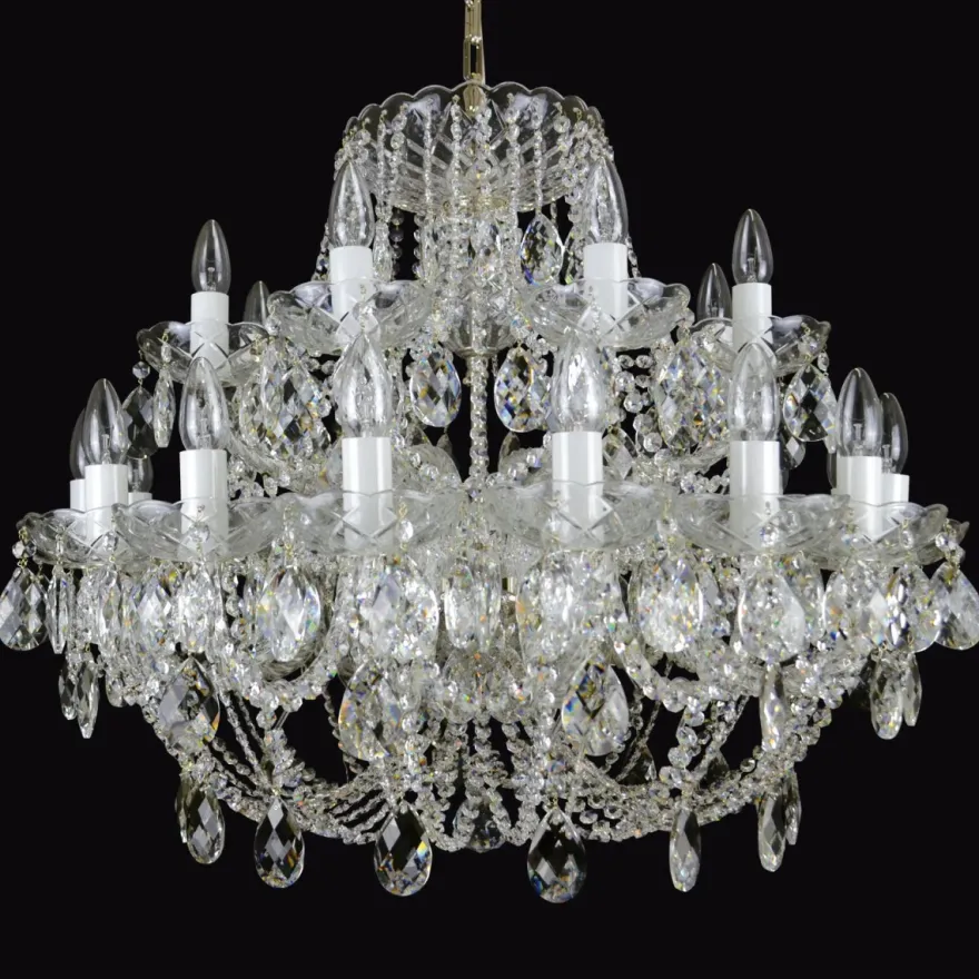 Casa Padrino Luxus Barock Kristall Kronleuchter Gold Ø 80 x H. 66 cm - Prunkvolle Messing Kronleuchter mit böhmischem Kristallglas - Barock Möbel - Edel & Prunkvoll