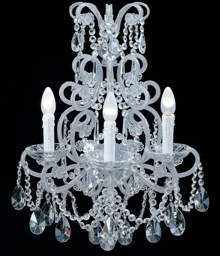 Casa Padrino Luxus Barock Kristall Wandleuchte Weiß 24 x 7 x H. 64 cm - Prunkvolle Barockstil Wandlampe mit hochwertigem Kristallglas - Luxus Qualität - Made in Italy