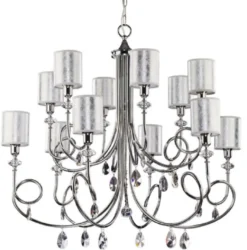 Casa Padrino Luxus Barock Kristall Kronleuchter Silber Ø 95 x H. 75 cm - Prunkvoller Wohnzimmer Kronleuchter im Barockstil - Edel & Prunkvoll