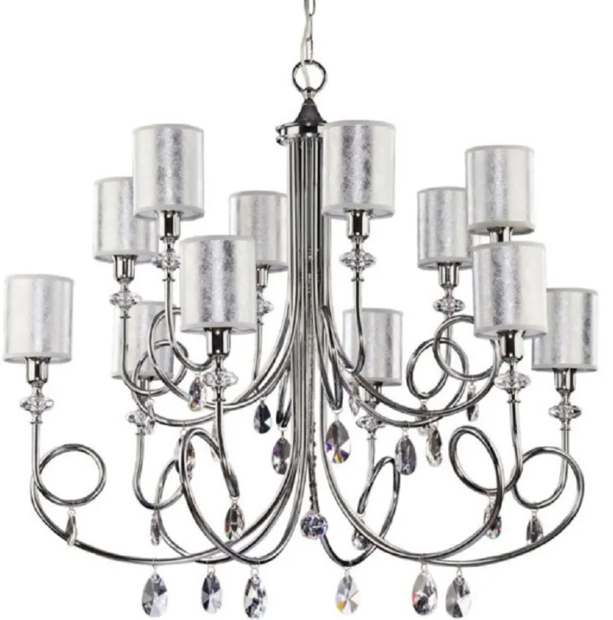 Casa Padrino Luxus Barock Kristall Kronleuchter Silber Ø 95 x H. 75 cm - Prunkvoller Wohnzimmer Kronleuchter im Barockstil - Edel & Prunkvoll