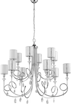 Casa Padrino Luxus Barock Kristall Kronleuchter Silber Ø 95 x H. 75 cm - Prunkvoller Wohnzimmer Kronleuchter im Barockstil - Edel & Prunkvoll