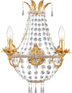 Casa Padrino Luxus Barock Kristall Wandleuchte Gold 36 x 18 x H. 49 cm - Prunkvolle Metall Wandlampe mit hochwertigem Swarovski Kristallglas - Barock Leuchten