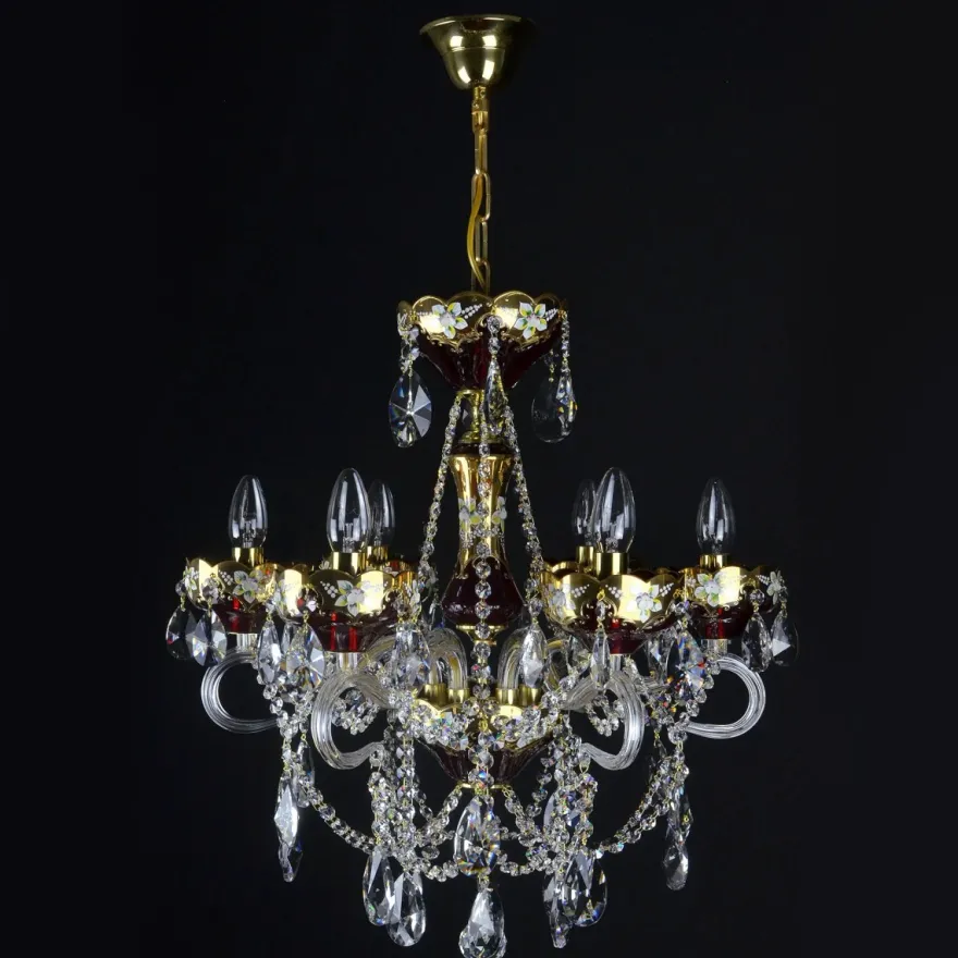 Casa Padrino Luxus Barock Kristall Kronleuchter Gold Ø 53 x H. 58 cm - Prunkvolle Messing Kronleuchter mit böhmischem Kristallglas - Barock Möbel - Edel & Prunkvoll