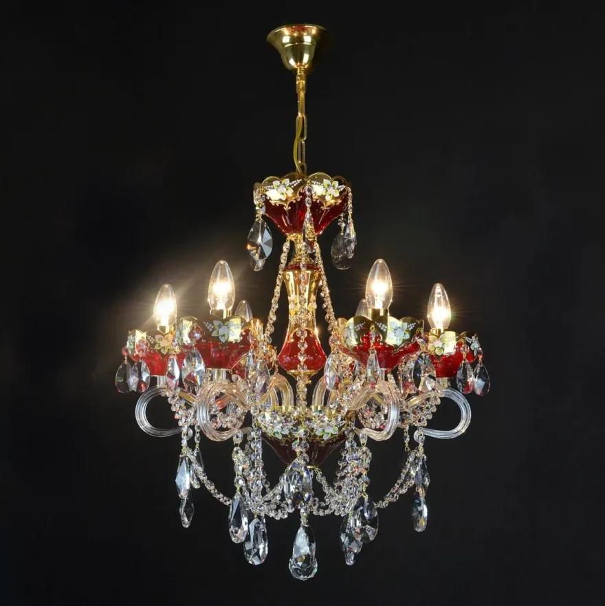 Casa Padrino Luxus Barock Kristall Kronleuchter Gold Ø 53 x H. 58 cm - Prunkvolle Messing Kronleuchter mit böhmischem Kristallglas - Barock Möbel - Edel & Prunkvoll