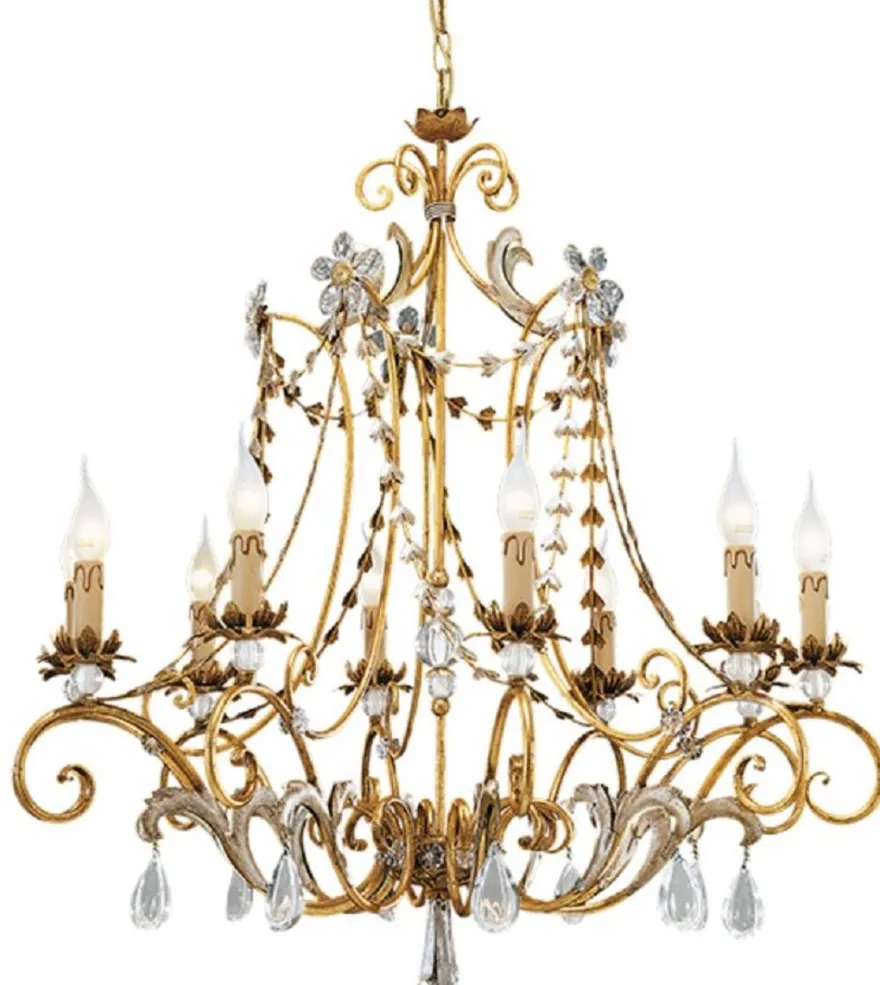 Casa Padrino Luxus Barock Kristall Kronleuchter Antik Gold / Antik Silber Ø 64 x H. 60 cm - Prunkvoller Wohnzimmer Kronleuchter im Barockstil - Luxus Qualität - Made in Italy