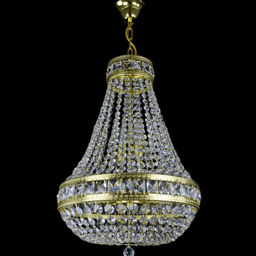 Casa Padrino Luxus Barock Kristall Deckenleuchte Gold Ø 30 x H. 12 cm - Prunkvolle Messing Deckenleuchte mit böhmischem Kristallglas - Barock Möbel - Edel & Prunkvoll