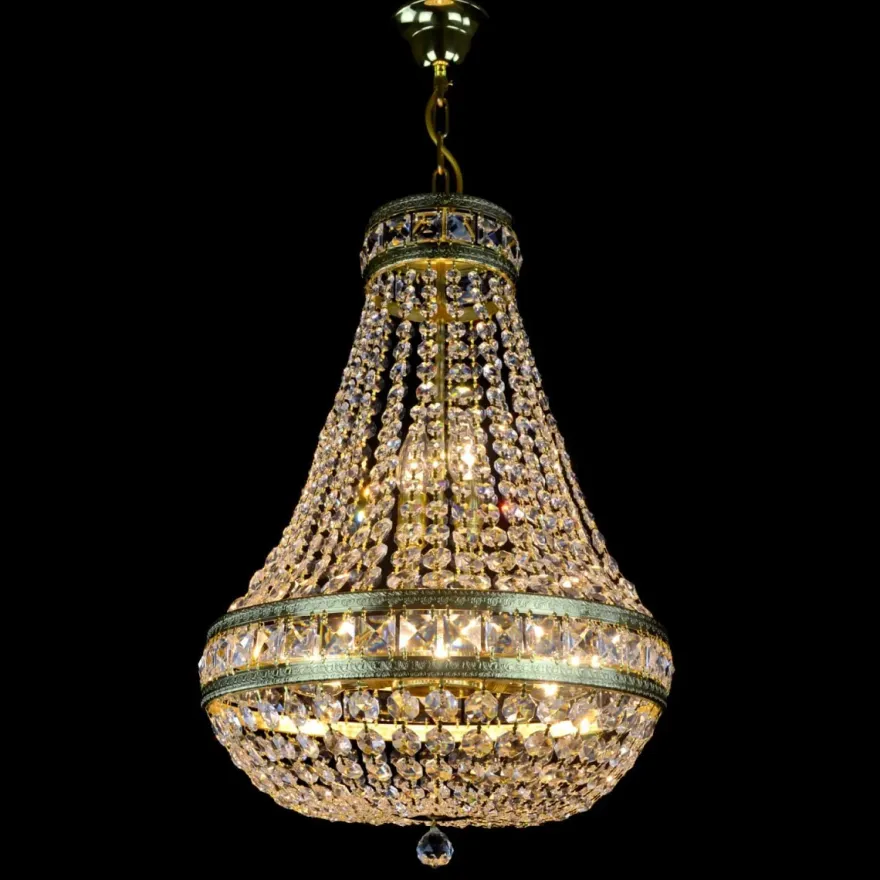 Casa Padrino Luxus Barock Kristall Deckenleuchte Gold Ø 30 x H. 12 cm - Prunkvolle Messing Deckenleuchte mit böhmischem Kristallglas - Barock Möbel - Edel & Prunkvoll
