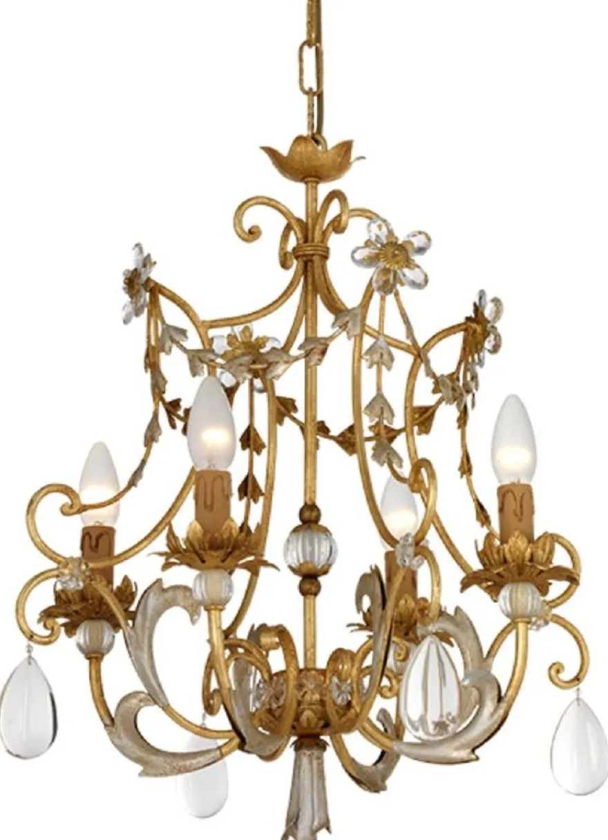 Casa Padrino Luxus Barock Kristall Kronleuchter Antik Gold / Antik Silber Ø 45 x H. 55 cm - Prunkvoller Wohnzimmer Kronleuchter im Barockstil - Luxus Qualität - Made in Italy