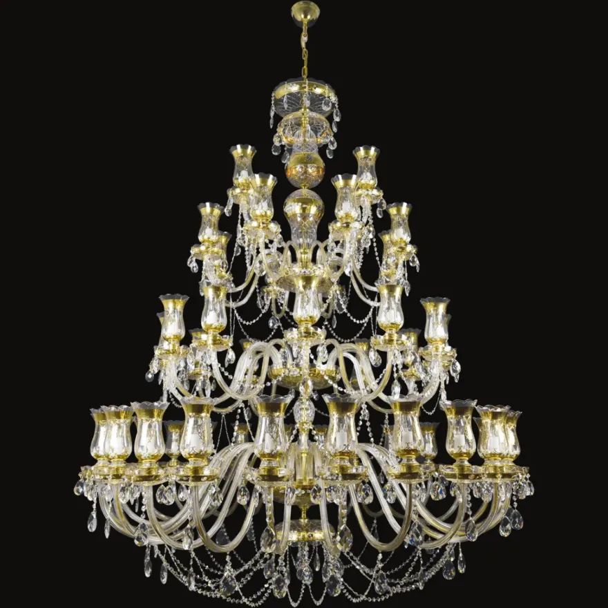 Casa Padrino Luxus Barock Kristall Kronleuchter Gold Ø 165 x H. 205 cm - Prunkvolle Messing Kronleuchter mit böhmischem Kristallglas - Barock Möbel - Edel & Prunkvoll