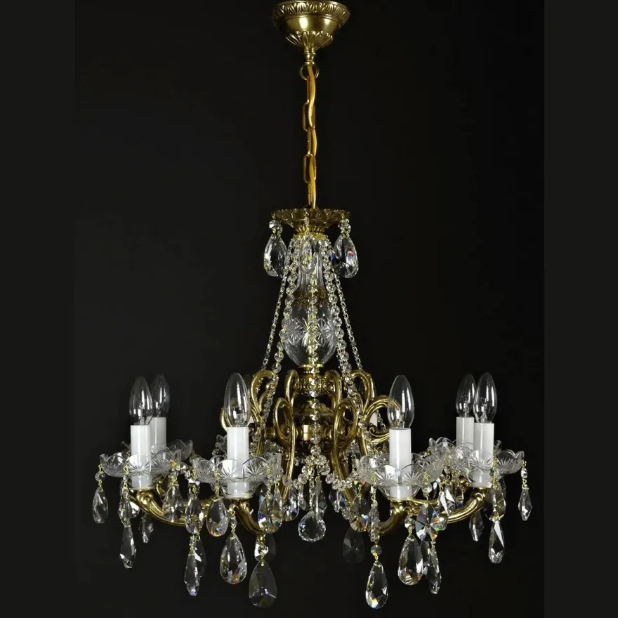 Casa Padrino Luxus Barock Kristall Kronleuchter Gold Ø 65 x H. 48 cm - Prunkvolle Messing Kronleuchter mit böhmischem Kristallglas - Barock Möbel - Edel & Prunkvoll