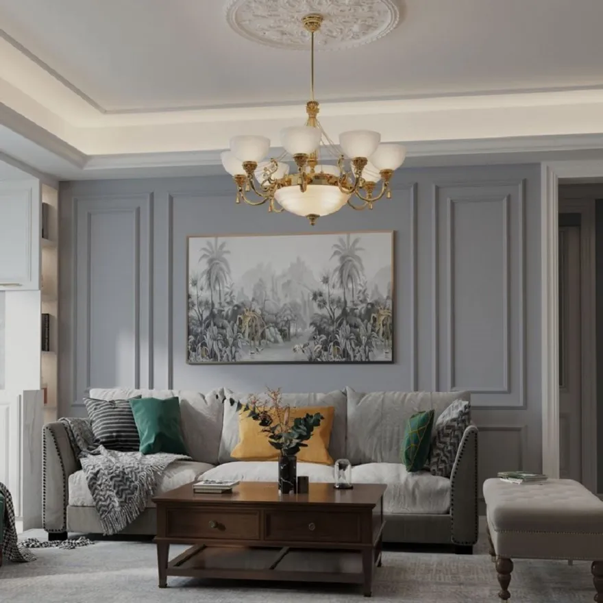 Casa Padrino Luxus Barock Kristall Kronleuchter Gold / Weiß Ø 95 cm