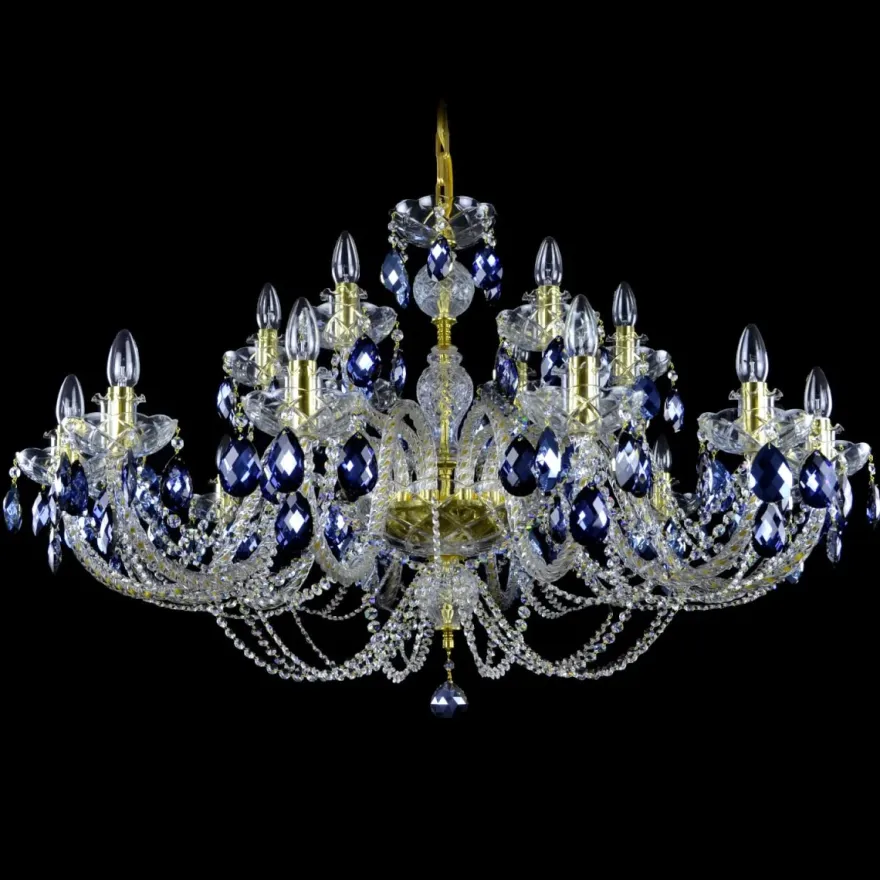 Casa Padrino Luxus Barock Kristall Kronleuchter Gold Ø 90 x H. 63 cm - Prunkvolle Messing Kronleuchter mit böhmischem Kristallglas - Barock Möbel - Edel & Prunkvoll