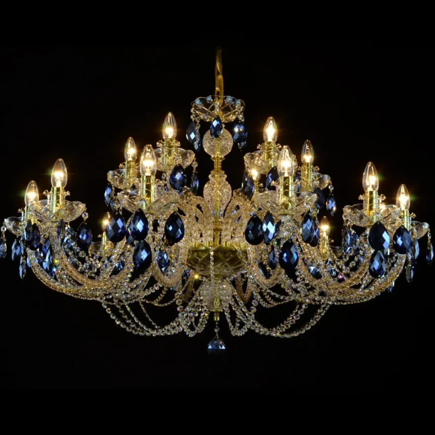 Casa Padrino Luxus Barock Kristall Kronleuchter Gold Ø 90 x H. 63 cm - Prunkvolle Messing Kronleuchter mit böhmischem Kristallglas - Barock Möbel - Edel & Prunkvoll