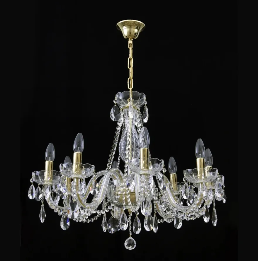 Casa Padrino Luxus Barock Kristall Kronleuchter Gold Ø 65 x H. 60 cm - Prunkvolle Messing Kronleuchter mit böhmischem Kristallglas - Barock Möbel - Edel & Prunkvoll