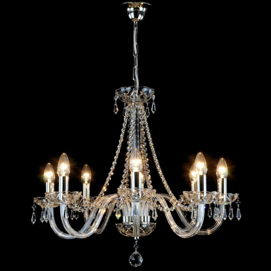 Casa Padrino Luxus Barock Kristall Kronleuchter Silber Ø 65 x H. 55 cm - Prunkvolle Messing Kronleuchter mit böhmischem Kristallglas - Barock Möbel - Edel & Prunkvoll