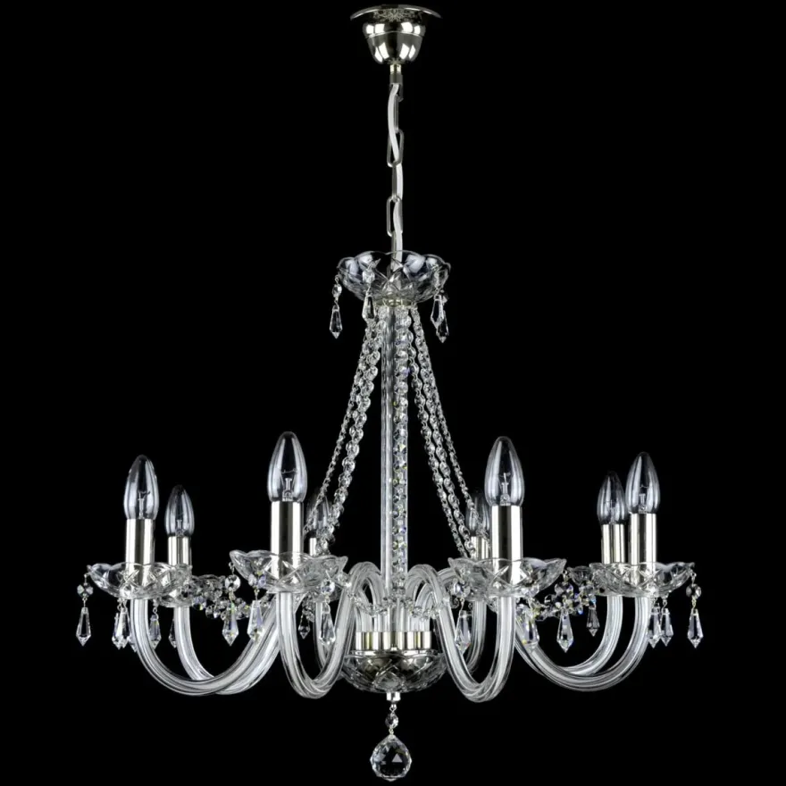 Casa Padrino Luxus Barock Kristall Kronleuchter Silber Ø 65 x H. 55 cm - Prunkvolle Messing Kronleuchter mit böhmischem Kristallglas - Barock Möbel - Edel & Prunkvoll