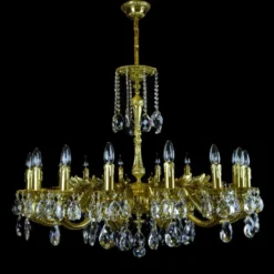 Casa Padrino Luxus Barock Kristall Kronleuchter Gold Ø 96 x H. 80 cm - Prunkvolle Messing Kronleuchter mit böhmischem Kristallglas - Barock Möbel - Edel & Prunkvoll
