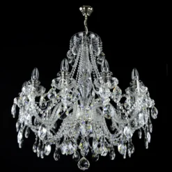 Casa Padrino Luxus Barock Kristall Kronleuchter Silber Ø 76 x H. 78 cm - Prunkvolle Messing Kronleuchter mit böhmischem Kristallglas - Barock Möbel - Edel & Prunkvoll