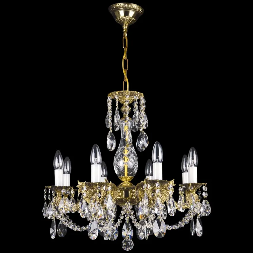 Casa Padrino Luxus Barock Kristall Kronleuchter Gold Ø 58 x H. 52 cm - Prunkvolle Messing Kronleuchter mit böhmischem Kristallglas - Barock Möbel - Edel & Prunkvoll