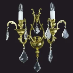 Casa Padrino Luxus Barock Kristall Doppel Wandleuchte Gold 40 x 28 x H. 54 cm - Barock Leuchten