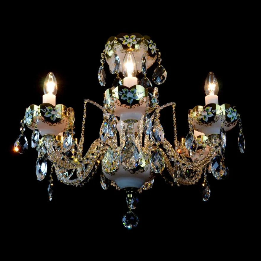 Casa Padrino Luxus Barock Kristall Kronleuchter Gold Ø 60 x H. 52 cm - Prunkvolle Messing Kronleuchter mit böhmischem Kristallglas - Barock Möbel - Edel & Prunkvoll