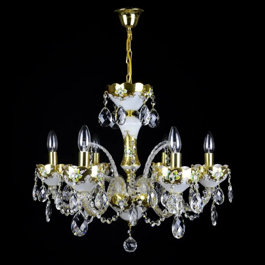 Casa Padrino Luxus Barock Kristall Kronleuchter Gold Ø 60 x H. 52 cm - Prunkvolle Messing Kronleuchter mit böhmischem Kristallglas - Barock Möbel - Edel & Prunkvoll