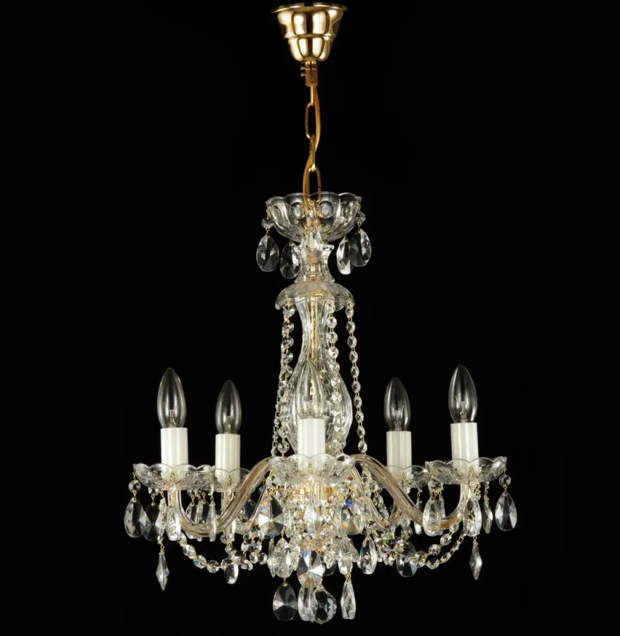 Casa Padrino Luxus Barock Kristall Kronleuchter Gold Ø 50 x H. 50 cm - Prunkvolle Messing Kronleuchter mit böhmischem Kristallglas - Barock Möbel - Edel & Prunkvoll