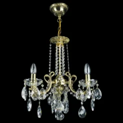 Casa Padrino Luxus Barock Kristall Kronleuchter Gold Ø 36 x H. 47 cm - Prunkvolle Messing Kronleuchter mit böhmischem Kristallglas - Barock Möbel - Edel & Prunkvoll